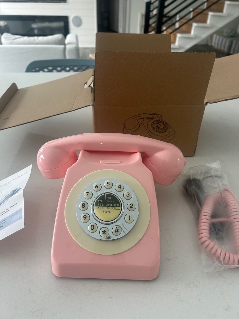 Retro Pink Rotary-Style Desk Telephone